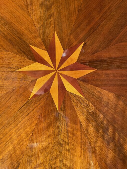 Biedermeier Marquetry Center Table - Star Inlay Detail - Styylish