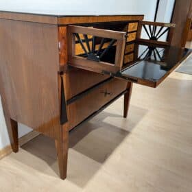 Biedermeier Writing Chest, Walnut Veneer, Ebonized, Southern Germany circa 1825