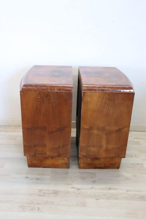 Italian Art Deco Nightstands - Side Wood Detail - Styylish