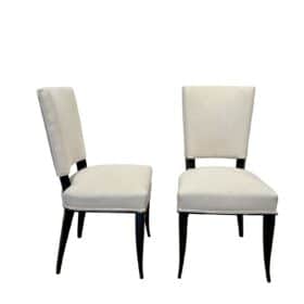 1930s French Art Deco Chairs, Set of Eight, Black Lacquer