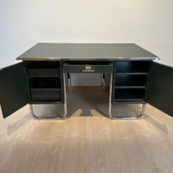 Large Bauhaus Partners Desk - Front with Compartments Open - Styylish
