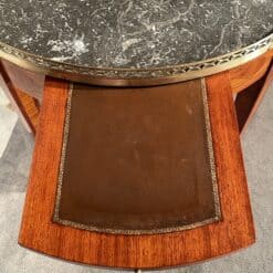 Bouillotte Table- detail of inset panel with leather- Styylish