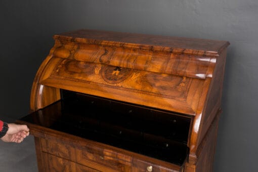 19th Century Biedermeier Secretary Desk - Roll Top Detail - Styylish