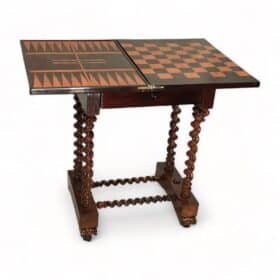 Game Table with Backgammon, Chess and Cribbage Board, England 19th century