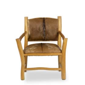 Brutalist Style Armchair in Elm and Goatskin, 1970s