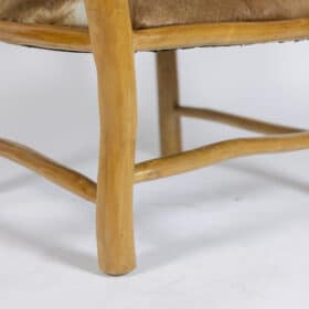 Brutalist Style Armchair in Elm and Goatskin, 1970s