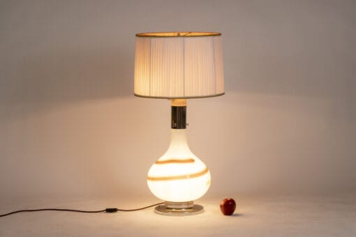White Glass Lamp - Full with Light On - Styylish