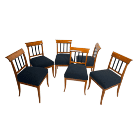 Set of Six Biedermeier Chairs, Cherry Wood, Ebony, South Germany circa 1830