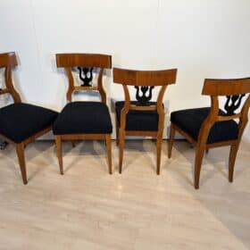 Set of Four Biedermeier Chairs, Cherry Veneer, South Germany circa 1830