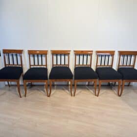 Set of Six Biedermeier Chairs, Cherry Wood, Ebony, South Germany circa 1830