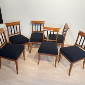 Set of Six Biedermeier Chairs, Cherry Wood, Ebony, South Germany circa 1830