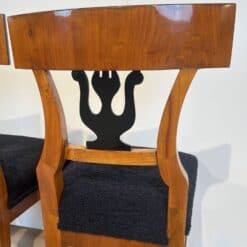 Set of Four Biedermeier Chairs - Wood Backrest Detail - Styylish