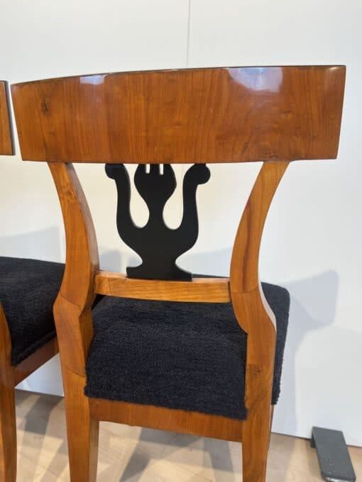 Set of Four Biedermeier Chairs - Wood Backrest Detail - Styylish