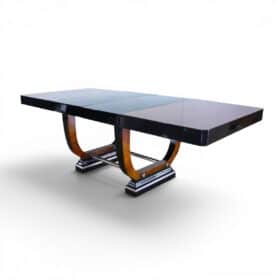 Expandable Art Deco Dining Table, Thuja Roots, Lacquered, France, circa 1930