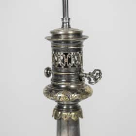 Two Lamps in Metal and Silvered Bronze, Circa 1880