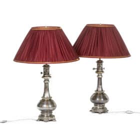 Two Lamps in Metal and Silvered Bronze, Circa 1880