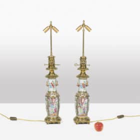 Lamps in Canton Porcelain and Bronze, Circa 1880.