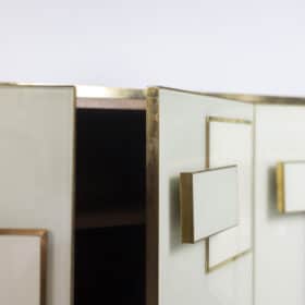 Geometric Sideboard in Glass and Gilded Brass