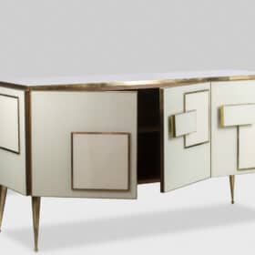 Geometric Sideboard in Glass and Gilded Brass