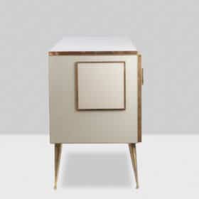 Geometric Sideboard in Glass and Gilded Brass