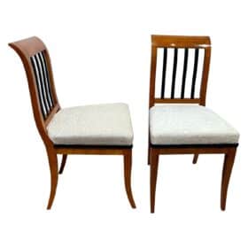 Biedermeier Side Chairs Pair, Solid Walnut, Franconia, Germany circa 1825