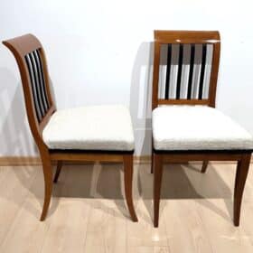 Biedermeier Side Chairs Pair, Solid Walnut, Franconia, Germany circa 1825