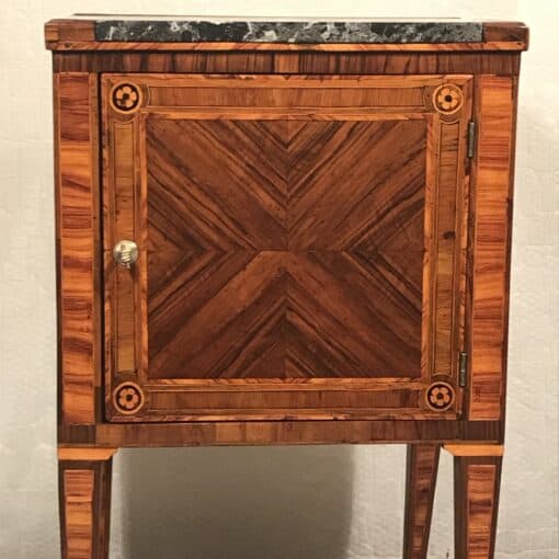 Antique French Louis XVI Nightstand - front view with detail of the door- Styylish