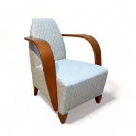 Design Arm Chair, Beech Wood, Cream-white Quilt Fabric, Spain, 1990s