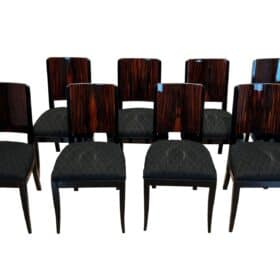 Art Deco Dining Room Set with Eight Chairs, Makassar, France circa 1930