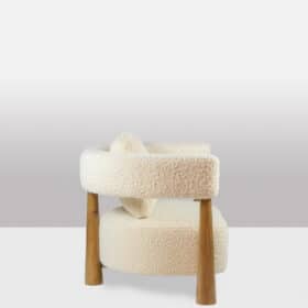 Pair of “Bean” Shaped Armchairs, Blond Beech, Contemporary Work