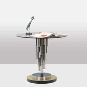 Pedestal Table in Chromed Metal, 1970s.