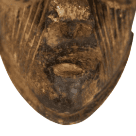 African Mask “Kuba Babuka” in Wood and Pigments, 20th Century