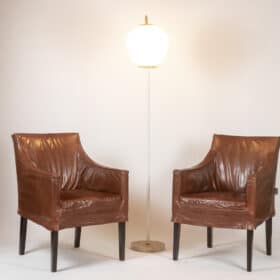 Pair of Lintello Armchairs in Camel Leather, 1970s