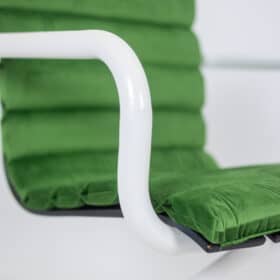 Set of 6 Danish Armchairs: Green Velvet & White Lacquer