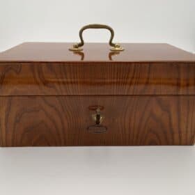 Biedermeier Box with Original Handle, Ash Veneer, South Germany circa 1830