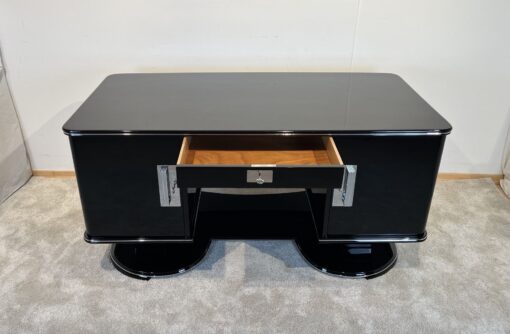 Black Art Deco Desk - Drawer Open - Styylish