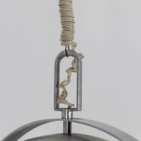 Industrial Pendant Light in Brushed and Opaline Metal, 1970s