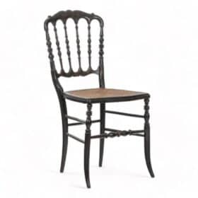 Caned Chair in Turned and Blackened Wood, Napoléon III Period