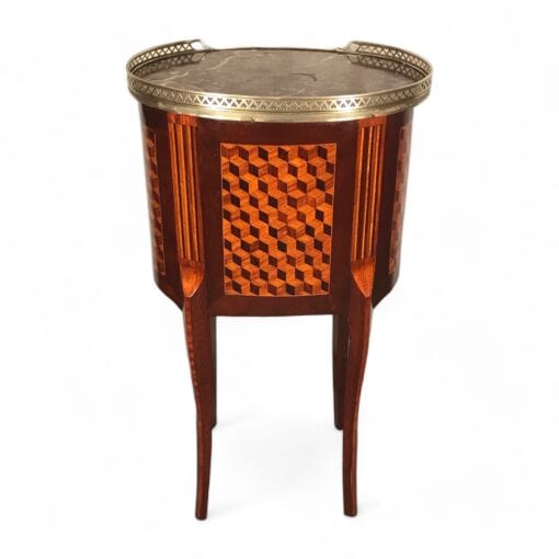 Louis XVI Style Tambour Side Table- back view- Styylish