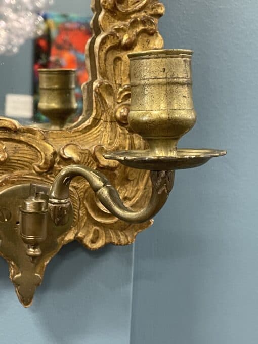 18th century Gilt Wood Mirror- detail of candle holder right- Styylish
