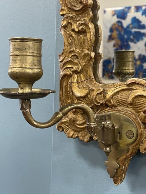 18th century Gilt Wood Mirror- detail of candle holder left- Styylish
