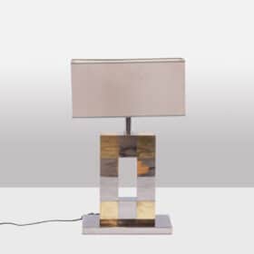 Geometric Lamp in Silver and Gold Metal, 1970s