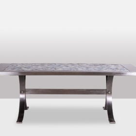 Polished Metal and Ceramic Dining Room Table, 1970s