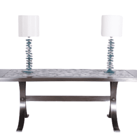 Polished Metal and Ceramic Dining Room Table, 1970s