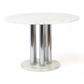 Round Marble Table with Chrome Base, 1970s