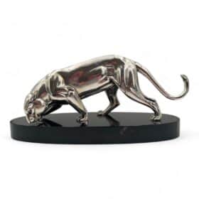 Silver Plated Art Deco Panther Sculpture, France circa 1930
