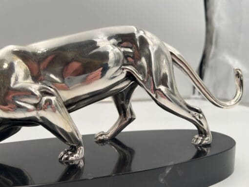 Silver Plated Art Deco Panther Sculpture - Tail - Styylish