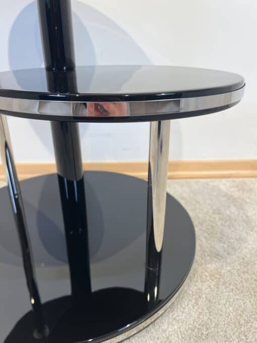 Art Deco Round Side Table - Chrome Edge Table - Styylish