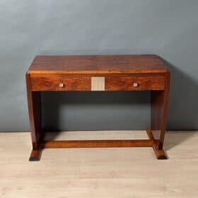 Art Deco Console Table, Thuja Roots, Birch, Silver-Plate, France circa 1925