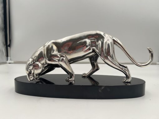 Silver Plated Art Deco Panther Sculpture - Side - Styylish